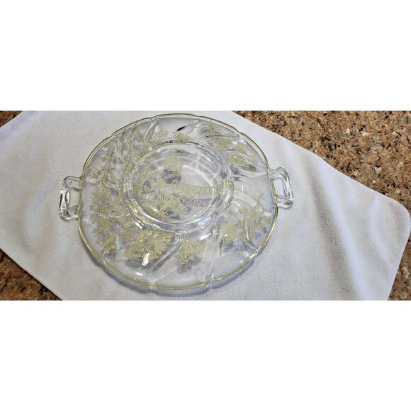 25th Anniversary Platter Handled Plate Silver Overlay Flowers Wedding - Picture 12 of 15